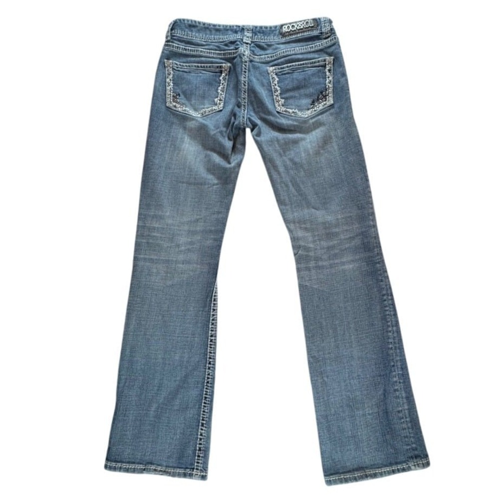 Rock & Roll Denim Jeans Embellished Pockets Boot Cut Women's 29 x 34